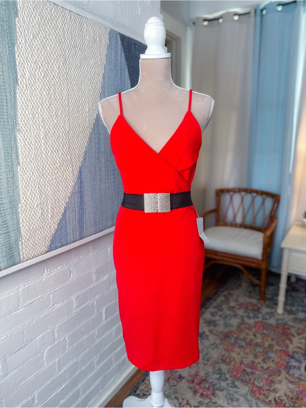 NWT Lulu's Red Faux Wrap Cocktail Dress